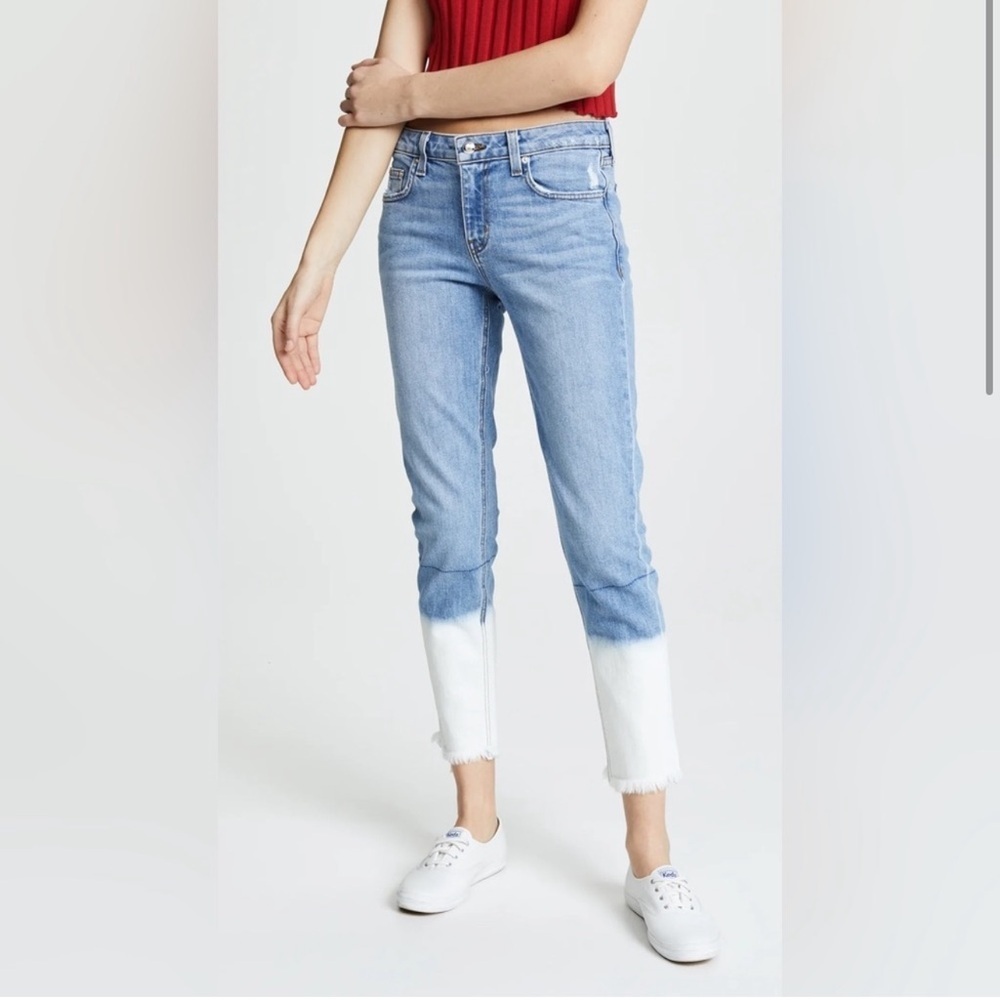 Derek Lam DENIM Mila MIDRISE Girlfriend Light Wash Dip Dye Size 27